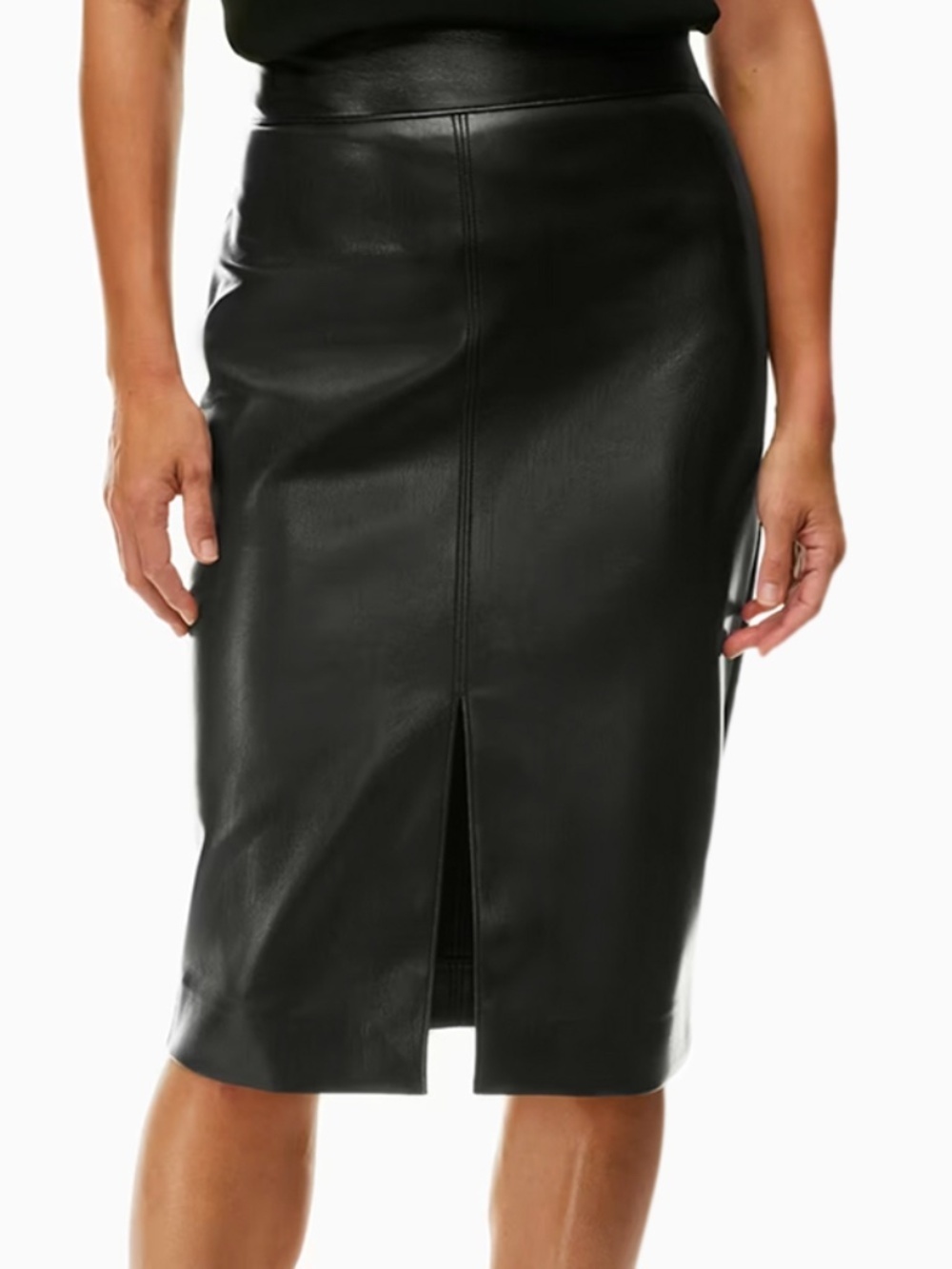 Babaton Pegu Vegan Leather Midi Skirt Black